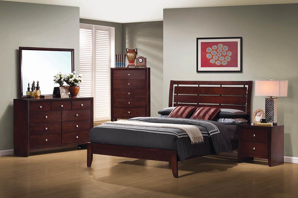 Serenity Eastern King Bed Rich Merlot - ATL FURNITURE