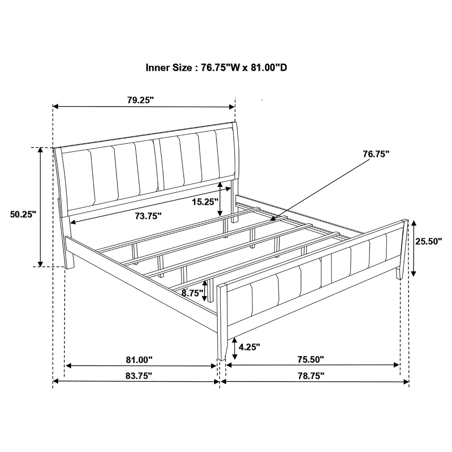 Carlton Eastern King Upholstered Bed Cappuccino and Black