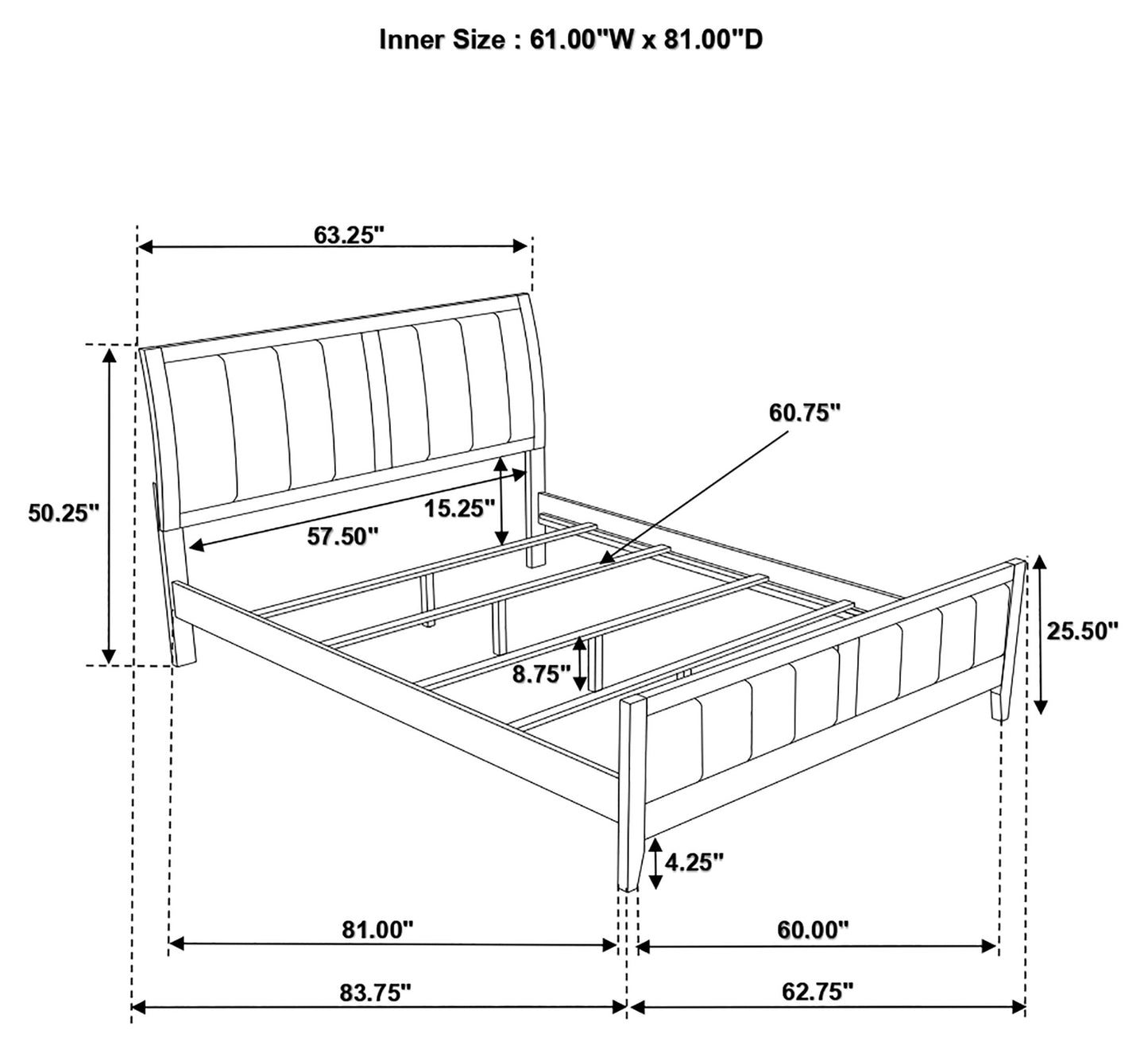 Carlton Queen Upholstered Bed Cappuccino and Black