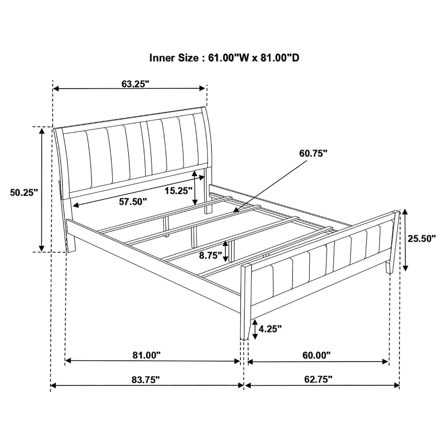 Carlton Queen Upholstered Bed Cappuccino and Black