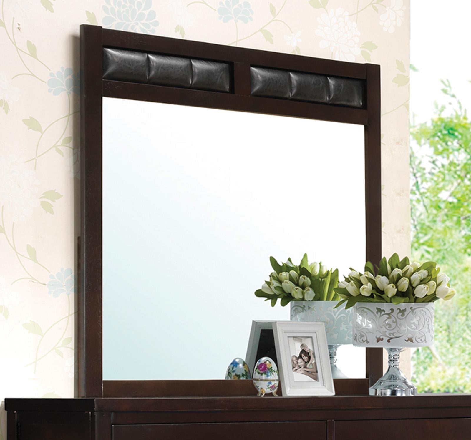 Carlton Black Upholstered Dresser Mirror - ATL FURNITURE