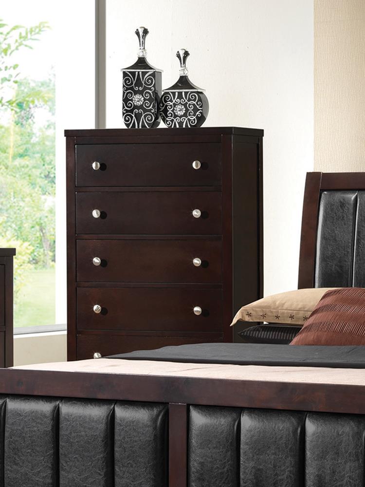 Carlton Cappuccino Five-Drawer Chest - ATL FURNITURE