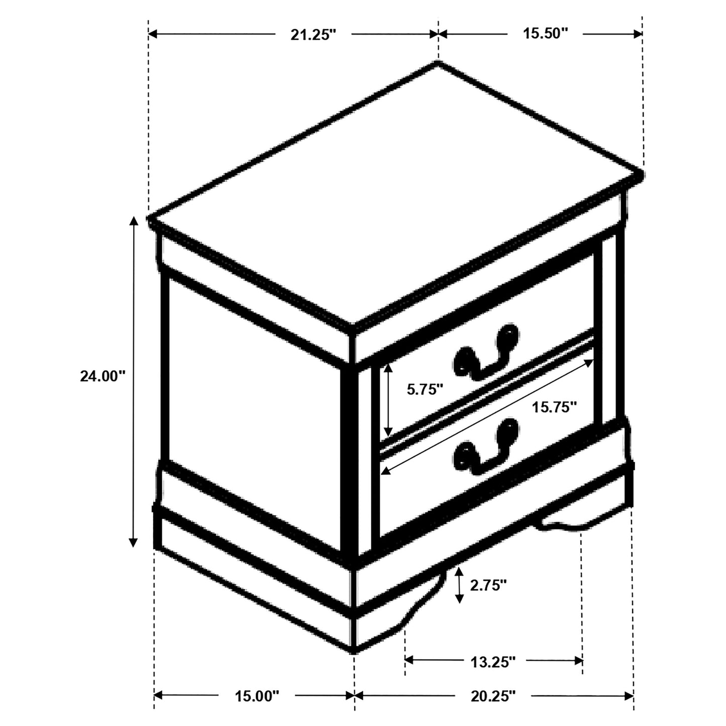 Louis Philippe 2-drawer Nightstand Cappuccino