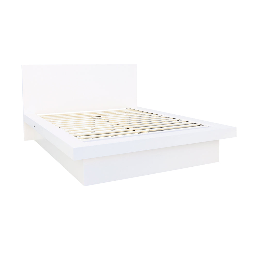 Jessica Wood Eastern King LED Panel Bed Cream White