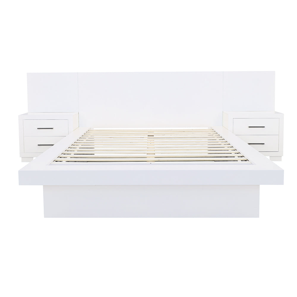 Jessica Wood Eastern King LED Panel Bed Cream White
