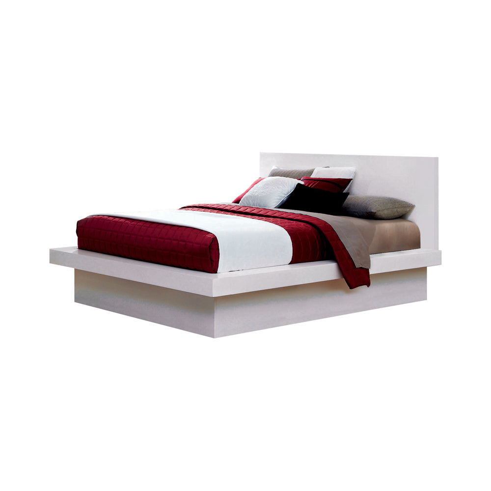 Jessica Wood Eastern King LED Panel Bed Cream White
