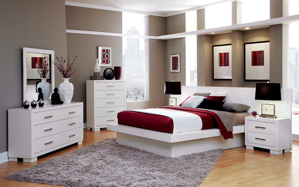 Jessica Wood Queen LED Panel Bed Cream White