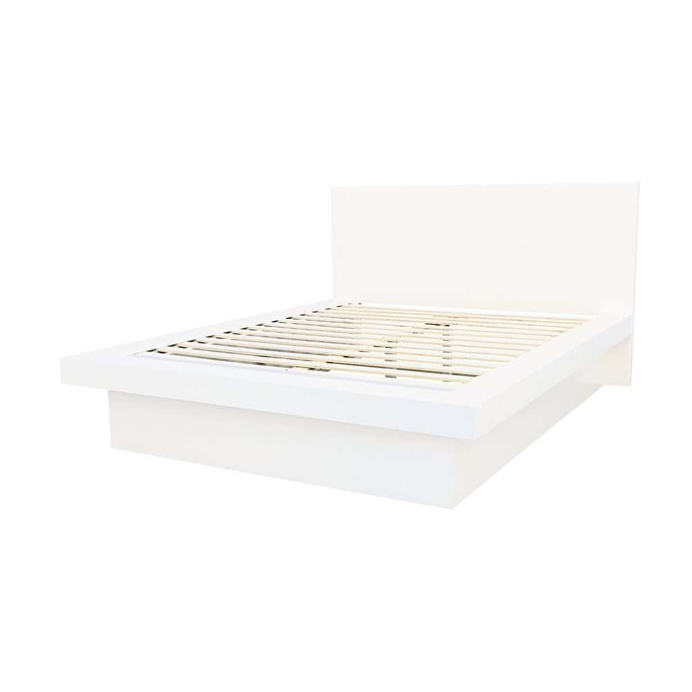 Jessica Wood Queen LED Panel Bed Cream White