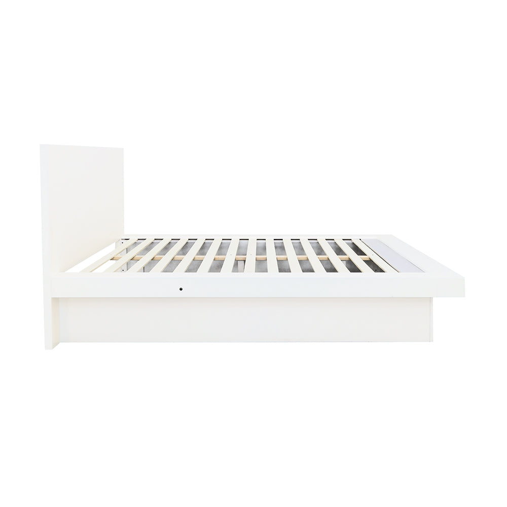 Jessica Wood Queen LED Panel Bed Cream White