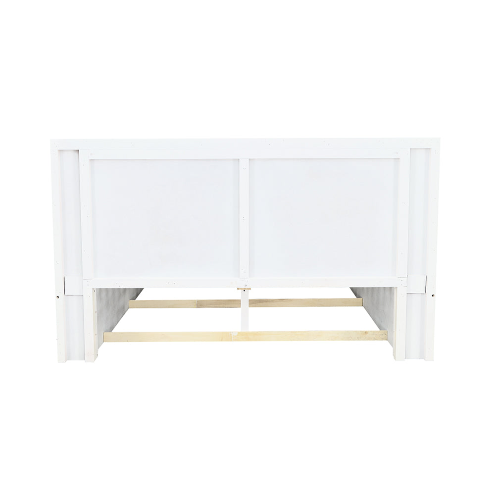 Jessica Wood Queen LED Panel Bed Cream White