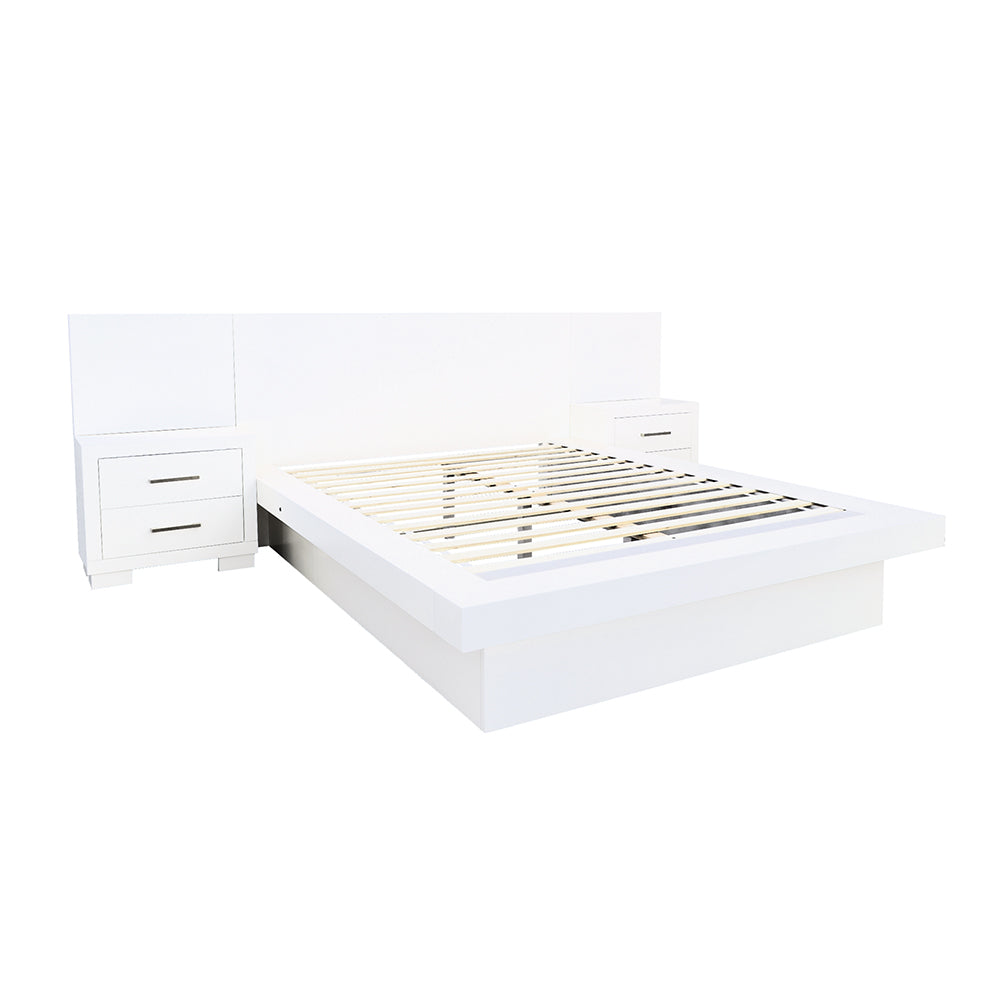 Jessica Wood Queen LED Panel Bed Cream White