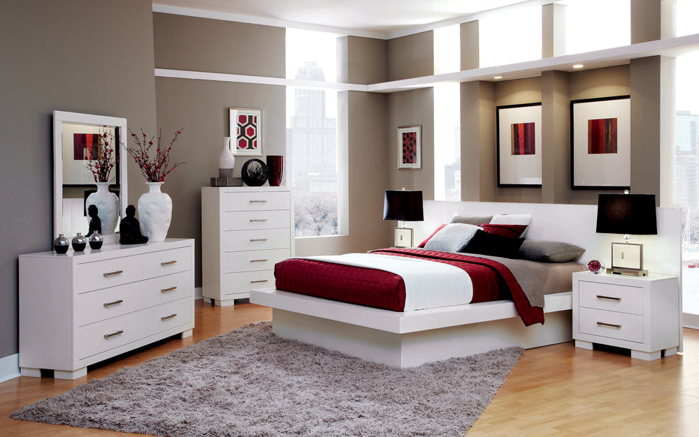 Jessica Wood Queen LED Panel Bed Cream White