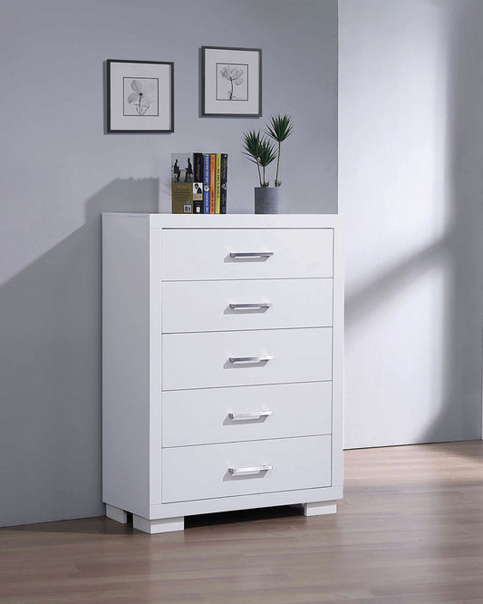 Jessica 5-drawer Bedroom Chest Cream White