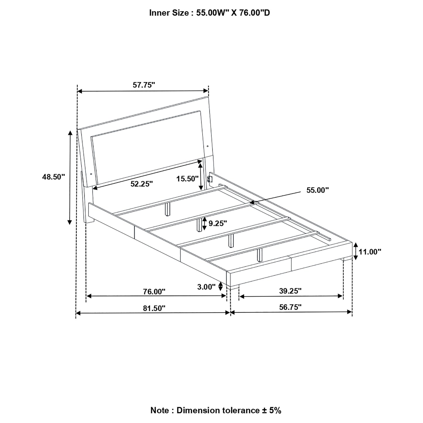 Felicity Full Panel Bed with LED Lighting Glossy White