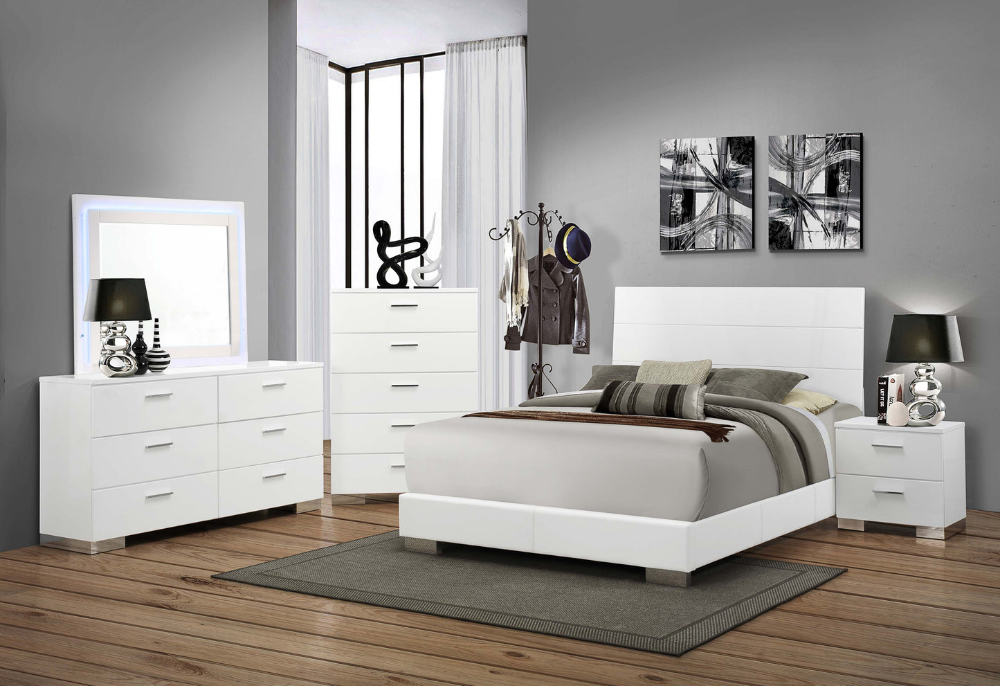 Felicity Wood Eastern King Panel Bed White High Gloss