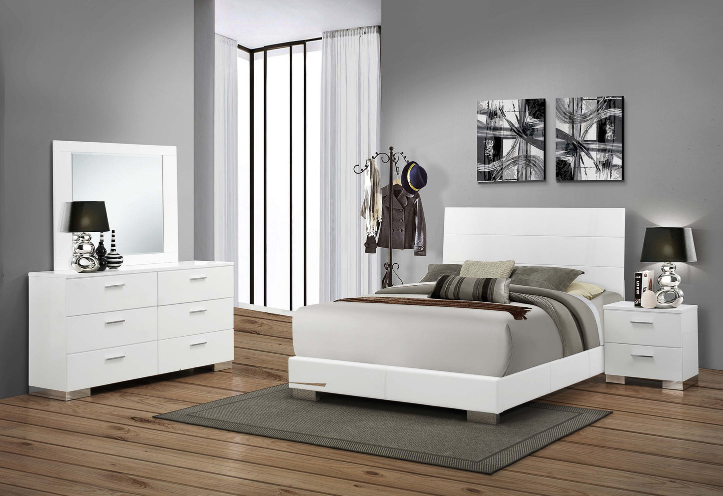 Felicity Wood Queen Panel Bed White High Gloss