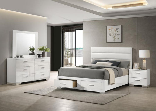Felicity 4-Piece Eastern King Platform Bedroom Set White