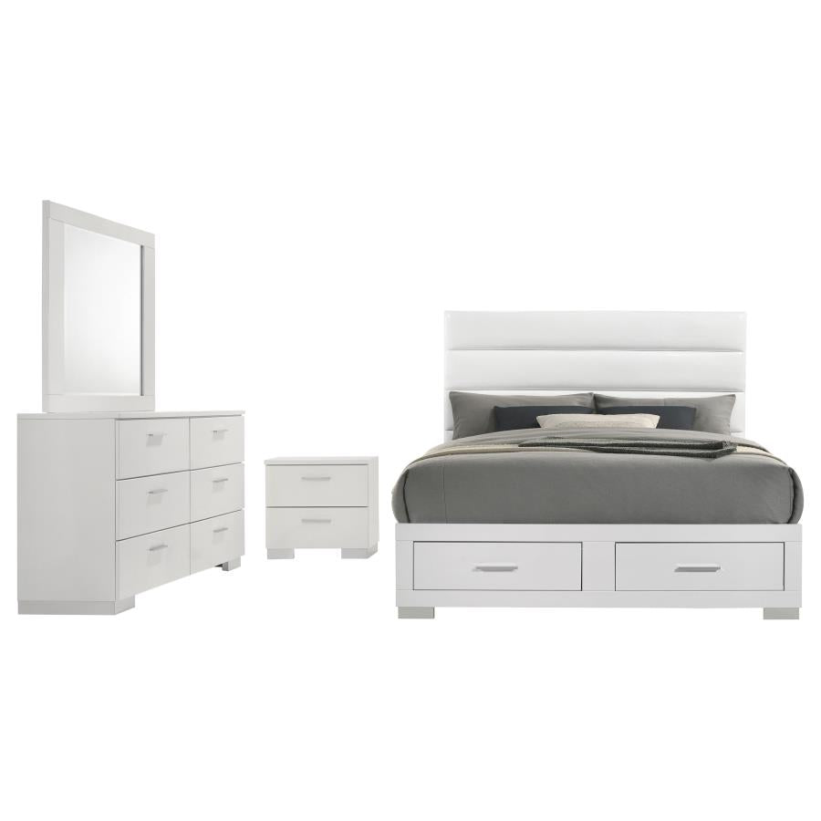 Felicity 4-Piece Eastern King Platform Bedroom Set White
