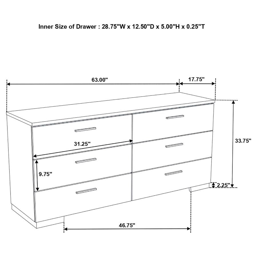 Felicity 4-Piece Eastern King Platform Bedroom Set White