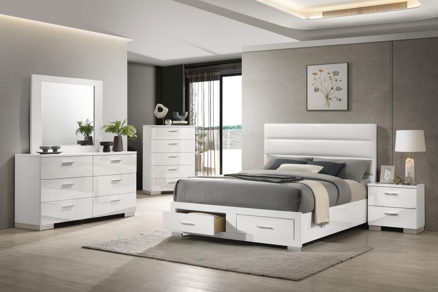 Felicity 5-Piece Eastern King Platform Bedroom Set White