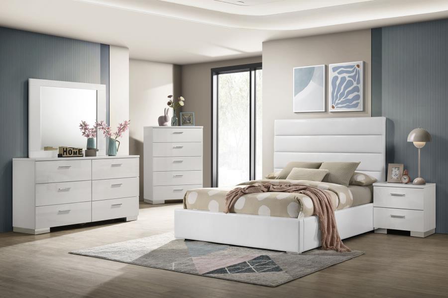 Felicity 5-Piece Full Bedroom Set White High Gloss