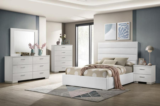 Felicity 5-Piece Full Bedroom Set White High Gloss