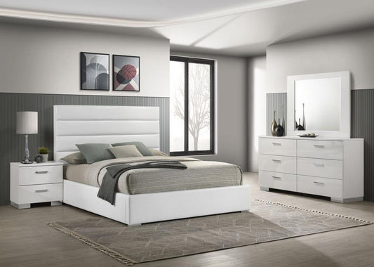 Felicity 4-Piece Eastern King Bedroom Set White High Gloss