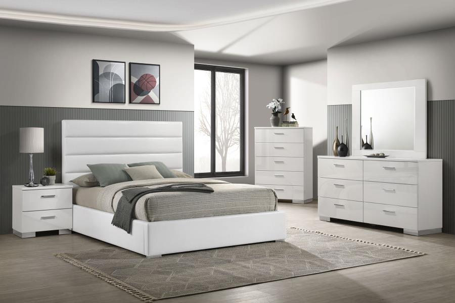 Felicity 5-Piece Eastern King Bedroom Set White High Gloss
