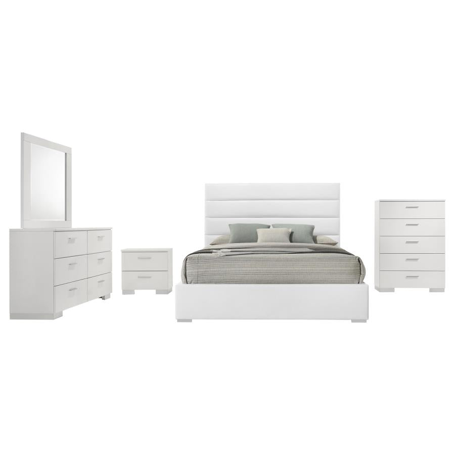 Felicity 5-Piece Eastern King Bedroom Set White High Gloss