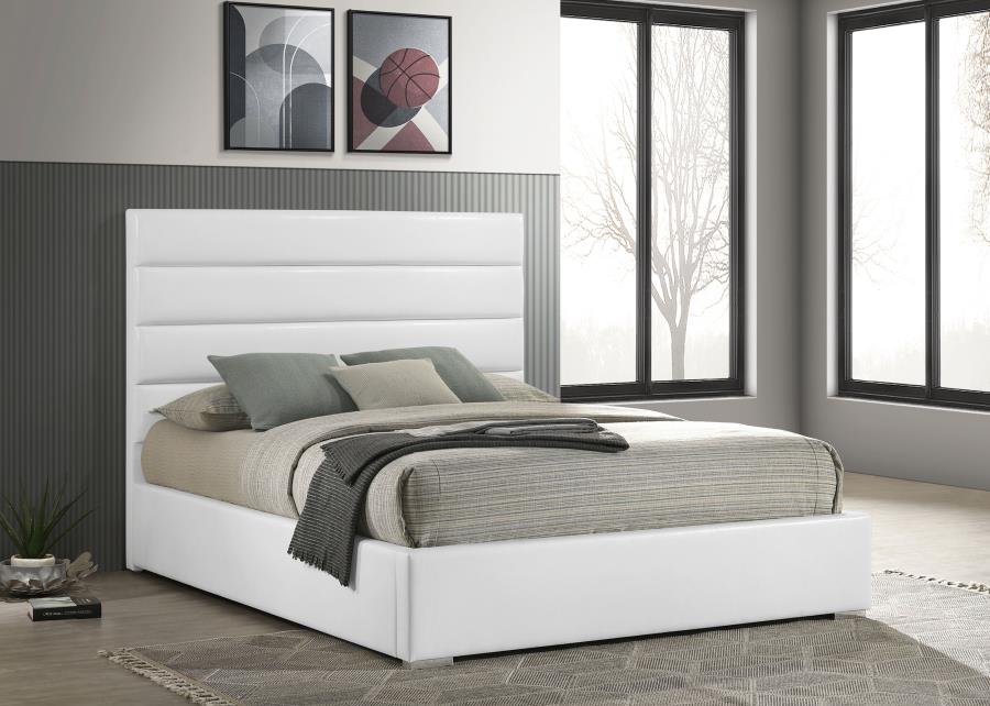 Felicity 53-Inch Upholstered Eastern King Platform Bed White