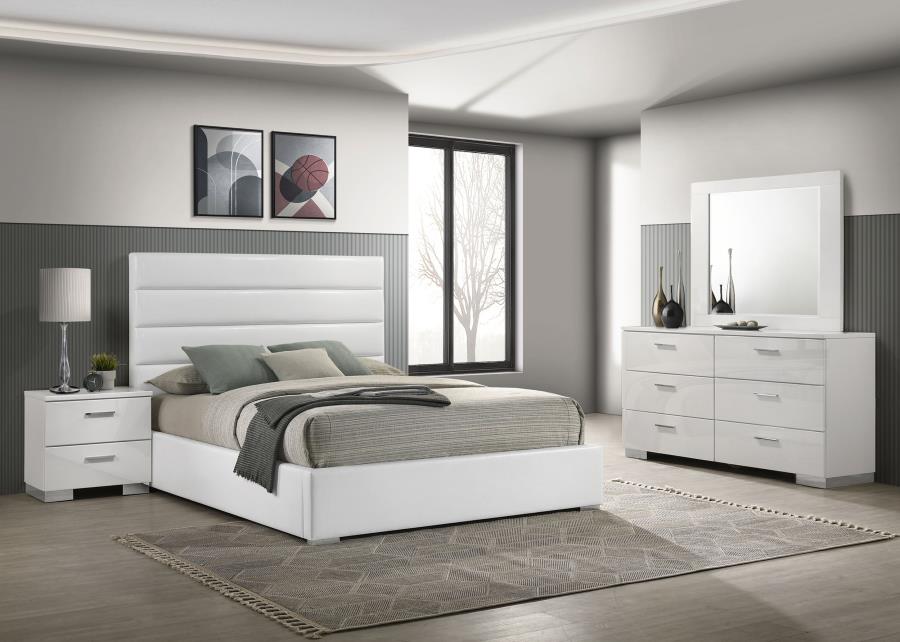 Felicity 4-Piece Queen Bedroom Set White High Gloss