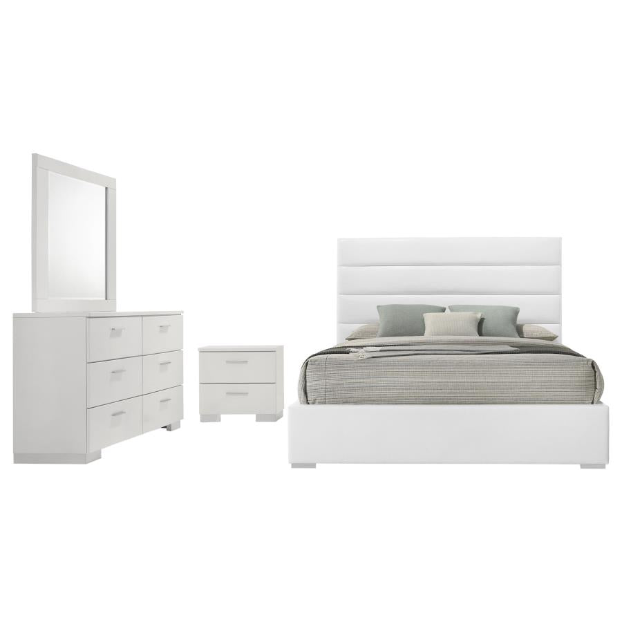 Felicity 4-Piece Queen Bedroom Set White High Gloss