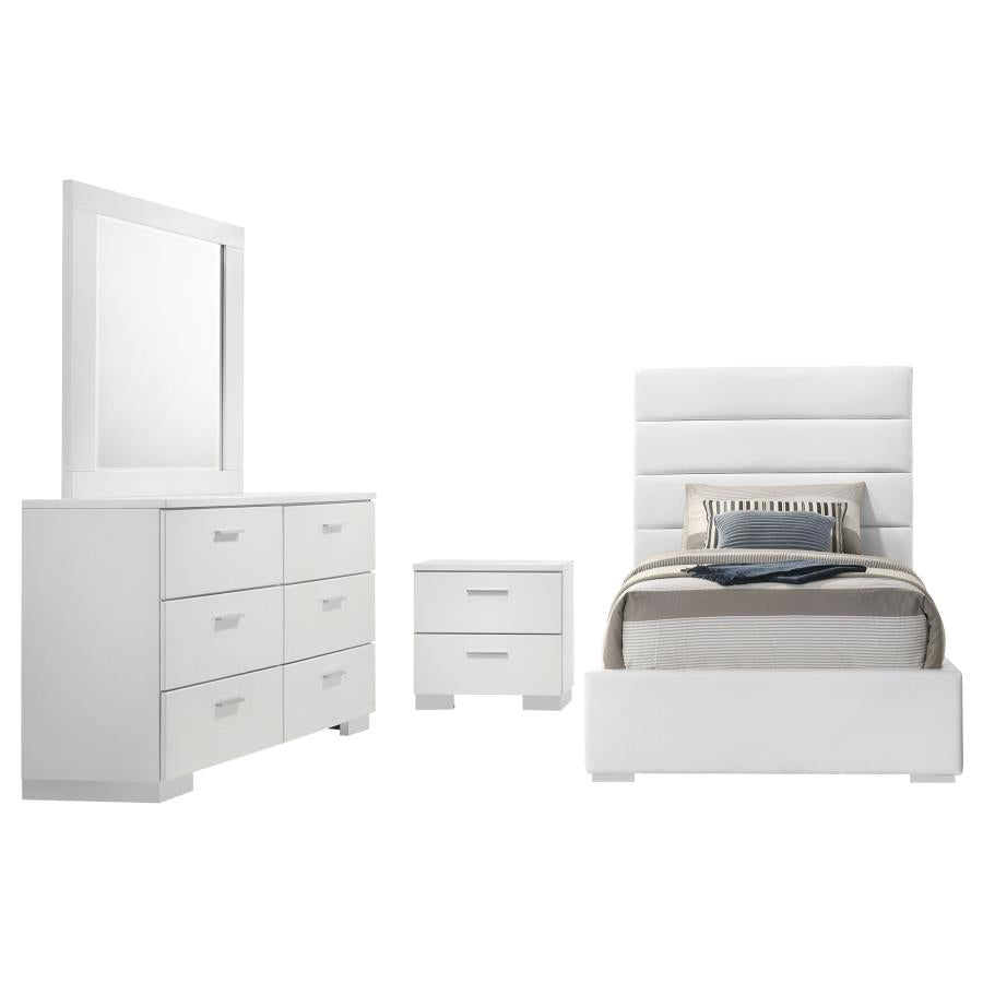 Felicity 4-Piece Twin Bedroom Set White High Gloss