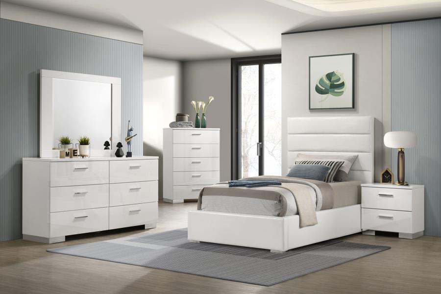 Felicity 5-Piece Twin Bedroom Set White High Gloss