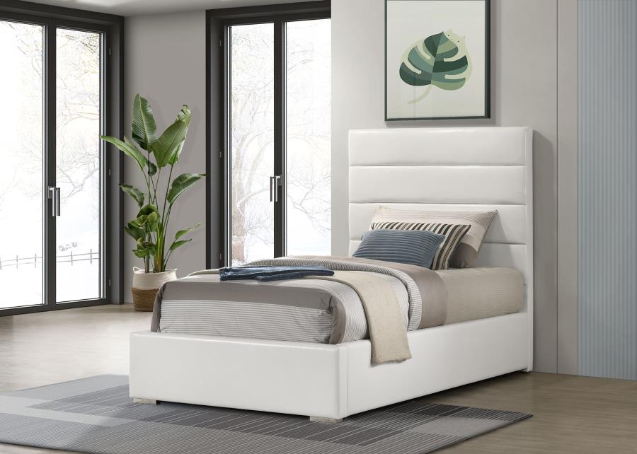 Felicity 53-Inch Upholstered Twin Platform Bed White