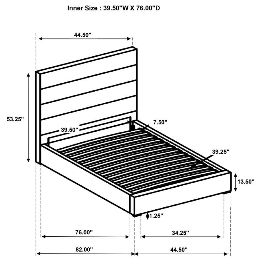 Felicity 53-Inch Upholstered Twin Platform Bed White