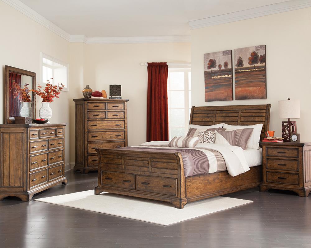 Elk Grove Rustic Vintage Bourbon Queen Bed - ATL FURNITURE