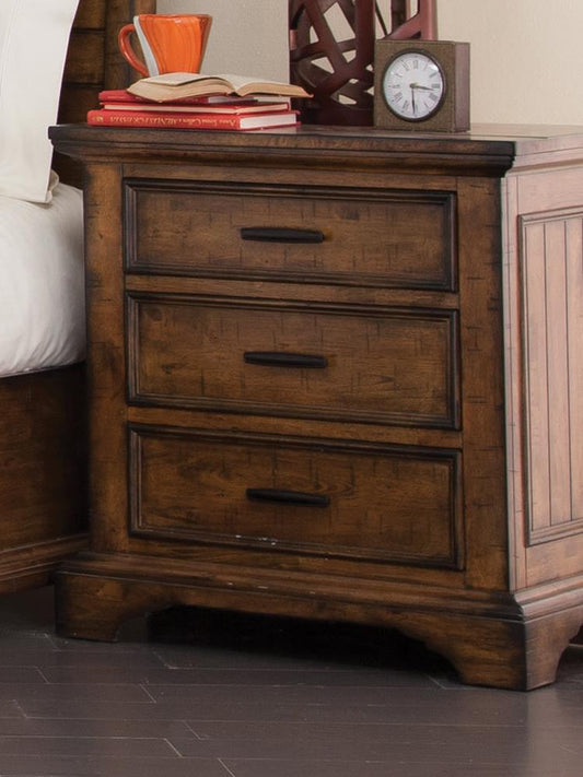 Elk Grove Rustic Three-Drawer Nightstand - ATL FURNITURE