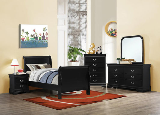 Louis Philippe Traditional Black Twin Four-Piece Set - ATL FURNITURE