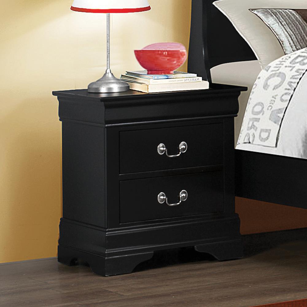 Louis Philippe Black Two-Drawer Nightstand - ATL FURNITURE