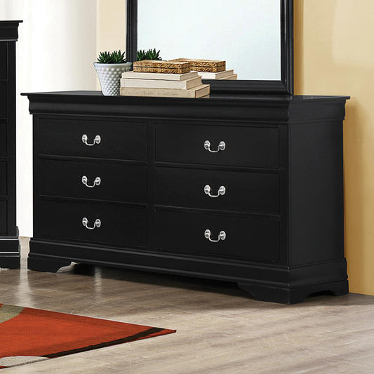 Louis Philippe Black Six-Drawer Dresser - ATL FURNITURE