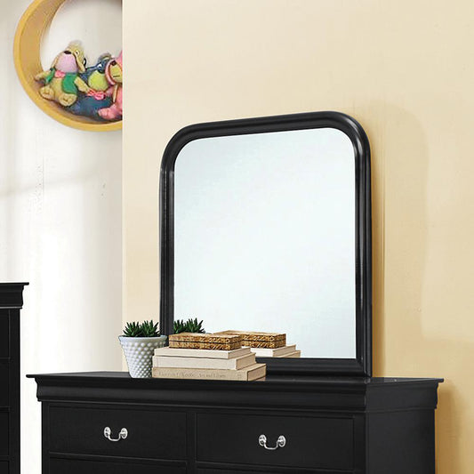 Louis Philippe Black Square Dresser Mirror With Rounded Edges - ATL FURNITURE