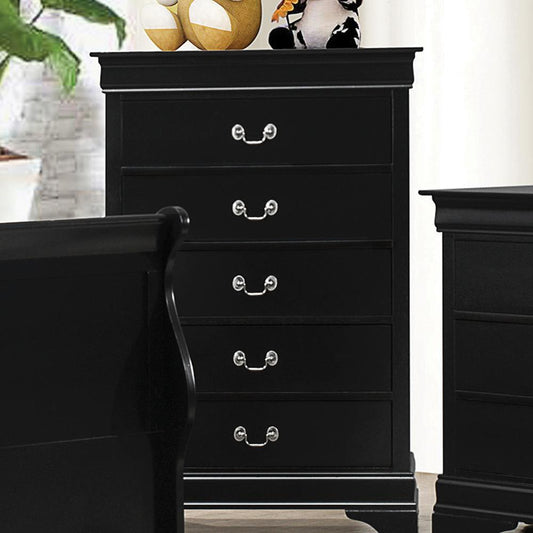 Louis Philippe Black Five-Drawer Chest - ATL FURNITURE