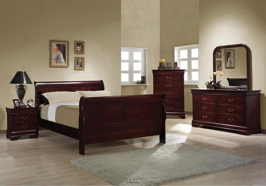 Louis Philippe Traditional Red Brown Full Four-Piece Set - ATL FURNITURE