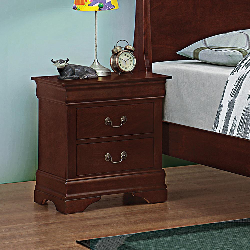 Louis Philippe Red Brown Two-Drawer Nightstand - ATL FURNITURE