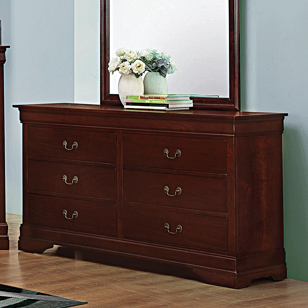 Louis Philippe Reddish Brown Six-Drawer Dresser - ATL FURNITURE