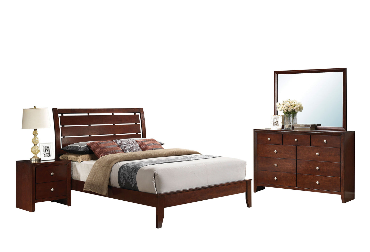 Ilana Brown Cherry Eastern King Bed - ATL FURNITURE