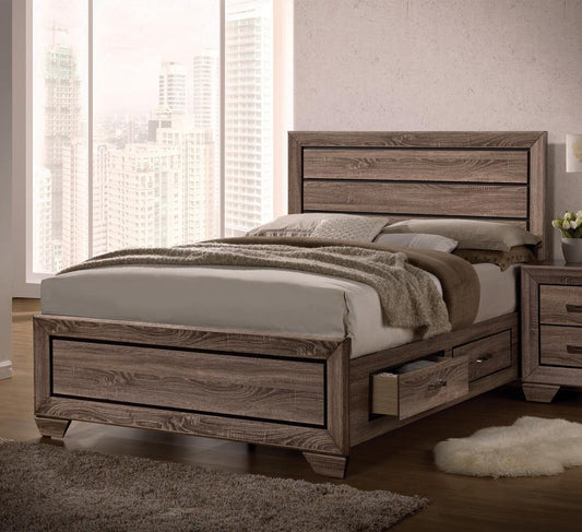 G204193 Kauffman Transitional Washed Taupe Eastern King Bed - ATL FURNITURE