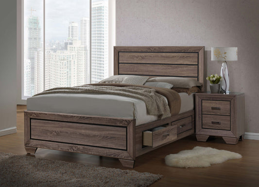Kauffman Wood Queen Storage Panel Bed Washed Taupe
