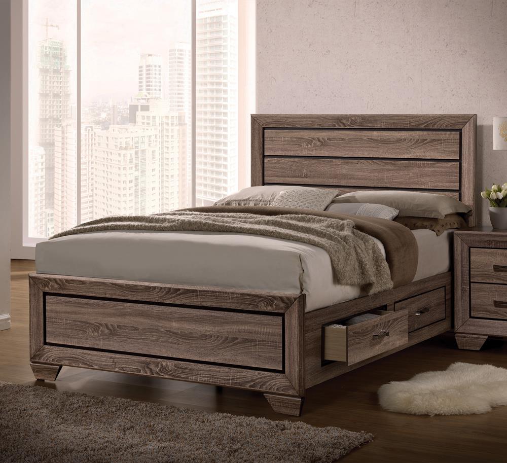 G204193 Kauffman Transitional Washed Taupe Queen Bed - ATL FURNITURE